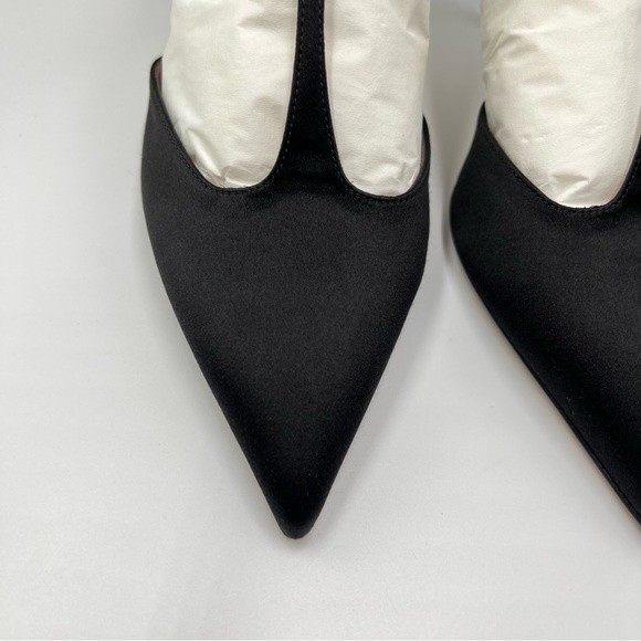 SJP Sarah Jessica Parker Taylor Black T-Strap Stiletto Point Toe Heels Pumps NEW - Picture 4 of 16